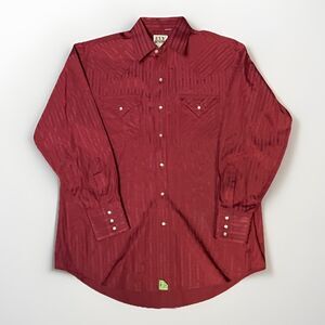 Ely Cattleman Mens Western Shirt  Size L Red  Pearl Snap Long Sleeves